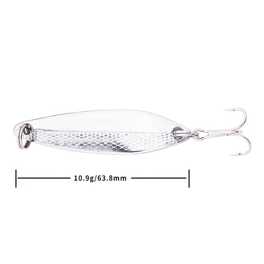 Hengjia 1pcs Metal Bait Spoon Lure with Treble Hook Gold /Silver River Fishing Lure for Bass Pike Perch