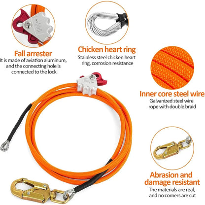Tree Climbing Gear with Adjustable Climbing Straps and Steel Core Flip Line, Rock Climbing Kit
