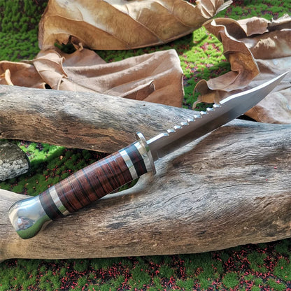 Steel Blade Hunting Knife with Wooden Handle