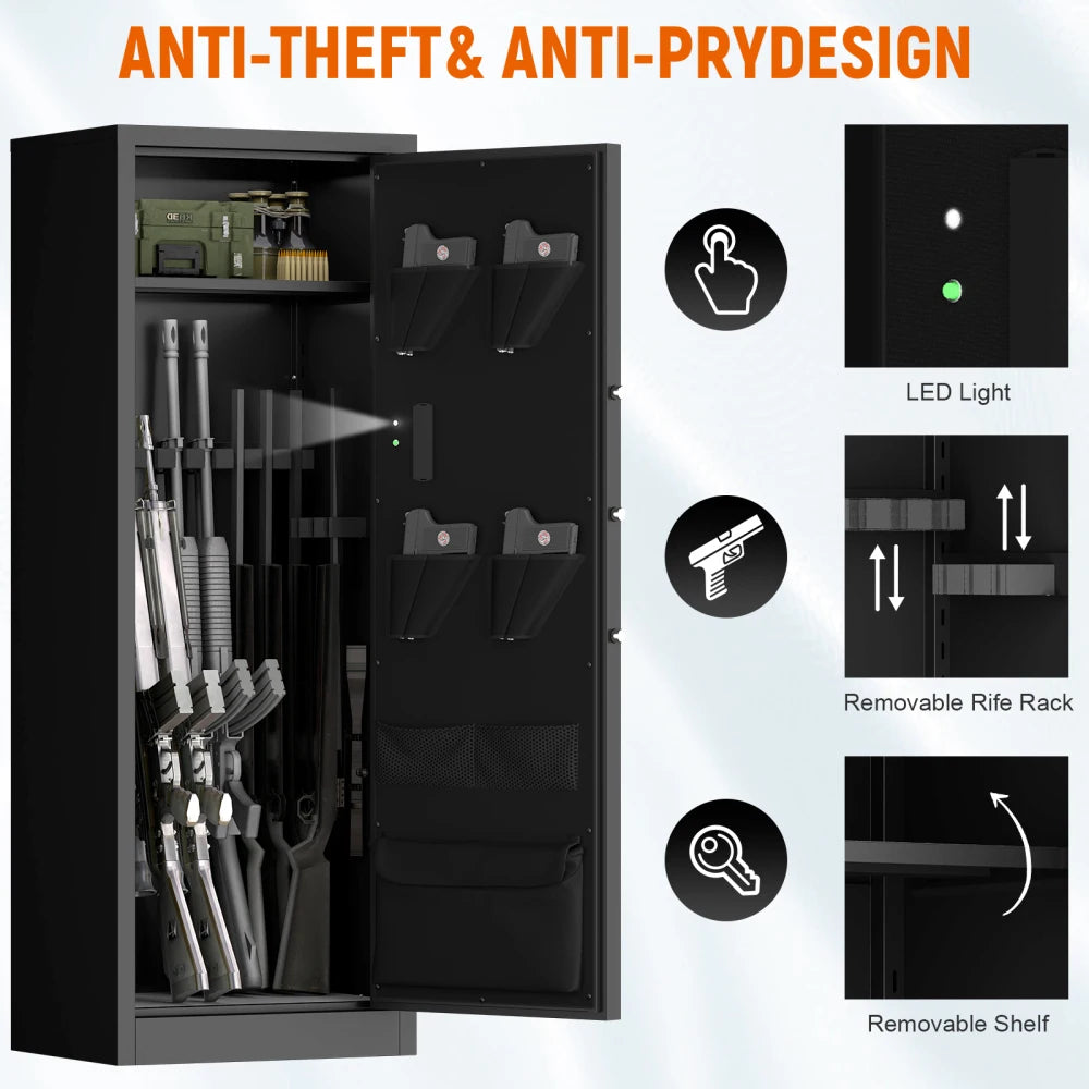 Steel Large Fireproof and Waterproof Gun Safe, Supporting Classified Storage of Multiple Types of Firearms