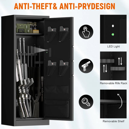 Steel Large Fireproof and Waterproof Gun Safe, Supporting Classified Storage of Multiple Types of Firearms