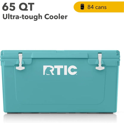 65 QT Ultra-Tough Cooler Hard Insulated Portable Ice Chest Box for Beach, Drink, Beverage, Camping, Picnic, Fishing, Boat, Barb