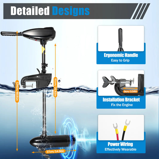 80LBS Thrust Electric Trolling Motor Engine,1.2HP Heavy Duty Fishing Boat Engine outboard motor 12V  for Kayak Inflatable Boats