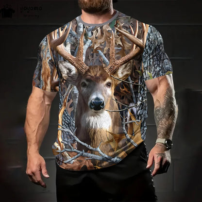 T shirts Animal Print Men's Clothing Fashion Street Pullover Short Sleeve Tees Summer Men's Clothing