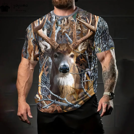 T shirts Animal Print Men's Clothing Fashion Street Pullover Short Sleeve Tees Summer Men's Clothing