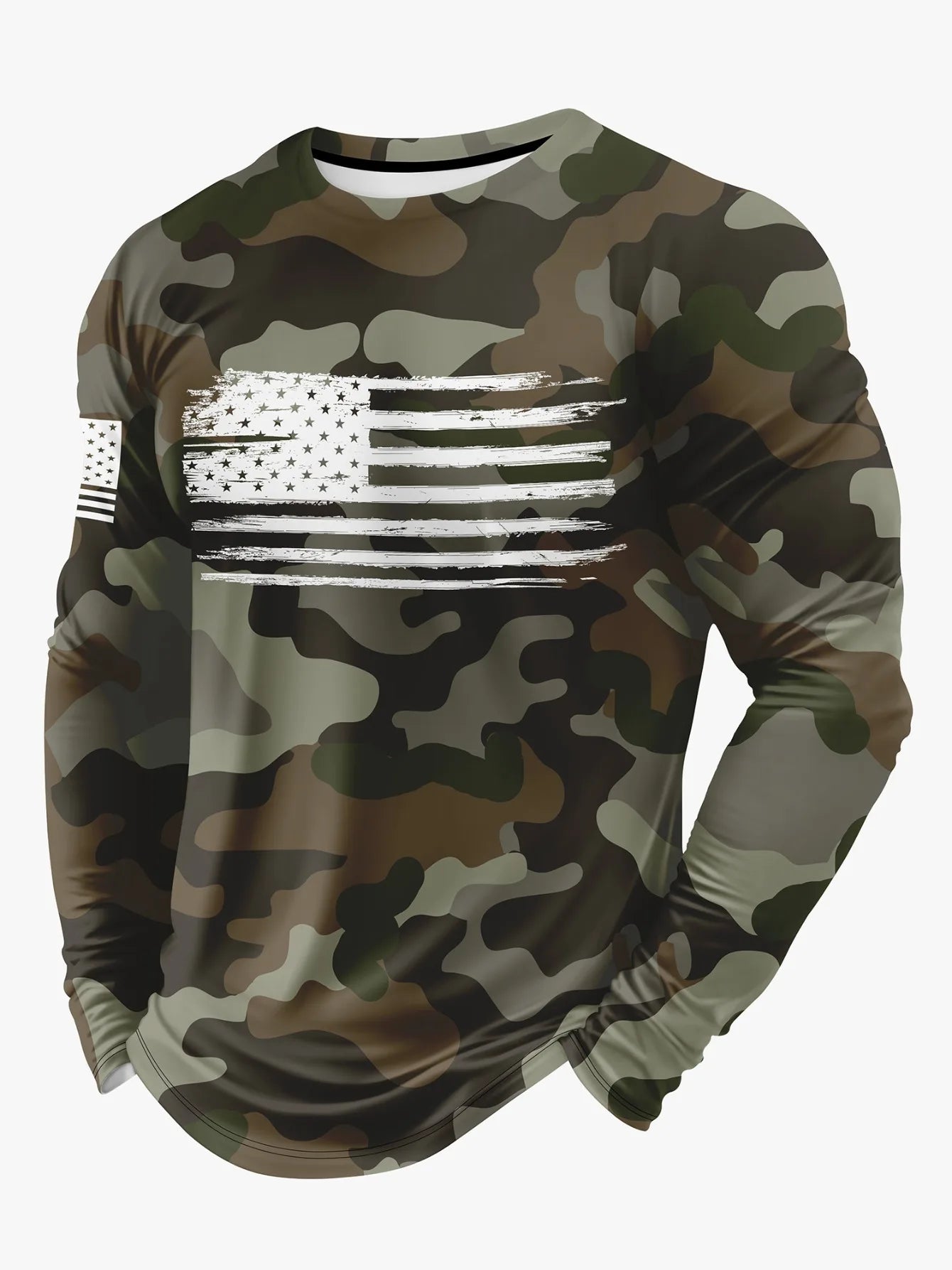 Men's Fashion 3d Camouflage Print Long Sleeve