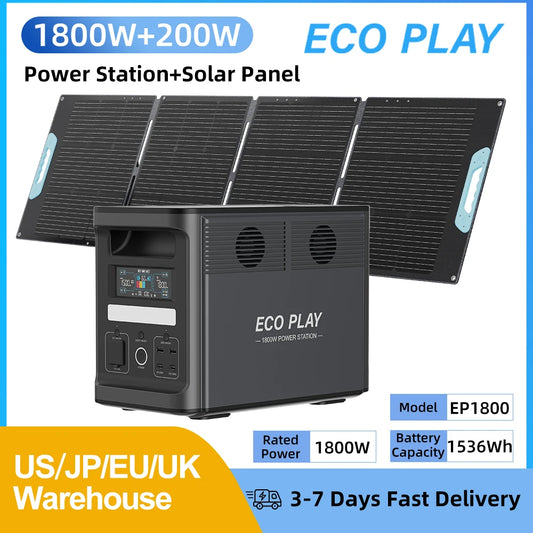 Battery Generator Power Bank 1800W/1536WH with Camping Accessories Outdoor 200W