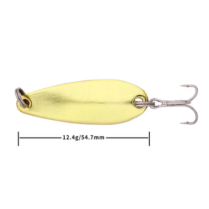 Hengjia 1pcs Metal Bait Spoon Lure with Treble Hook Gold /Silver River Fishing Lure for Bass Pike Perch