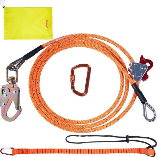 High Strength 12ft for arborist Climbing Flipline Safety Rope with Steel Snap Hook Carabiner for tree Care