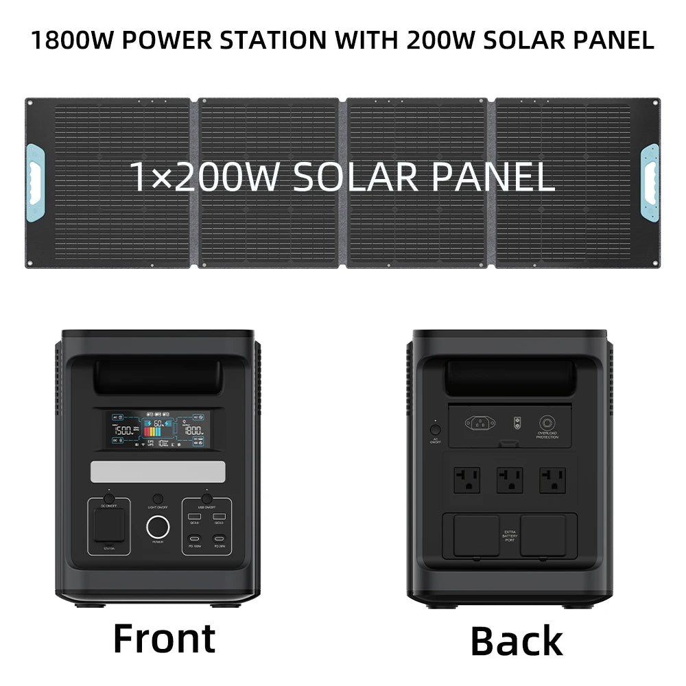 Battery Generator Power Bank 1800W/1536WH with Camping Accessories Outdoor 200W