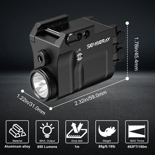Tactical Pistol Light Rechargeable Blue Laser LED Weapon Light Fit Glock 17 19 20mm