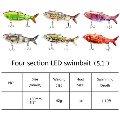 Automatic Swimbait Electric Robotic Fishing Lure 4-Segement Auto Multi Jointed Bait USB Rechargeable Wobbler Pesca Accessories