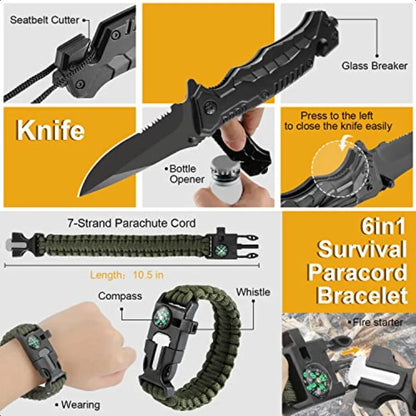 Survival Kit  Emergency Survival Gear and Equipment 19 in 1 Fishing Hunting