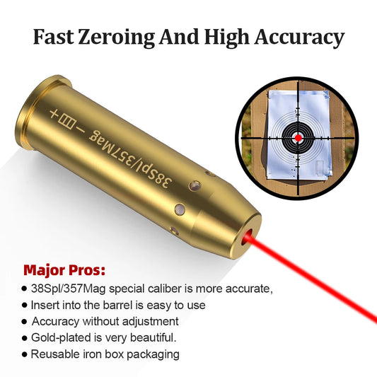 38SPL/357MAG Optics Cartridge Red Dot Laser Bore Brass 9MM Bore Boresighter For Pistol Rifle Scope Hunting Accessories 6 Batte