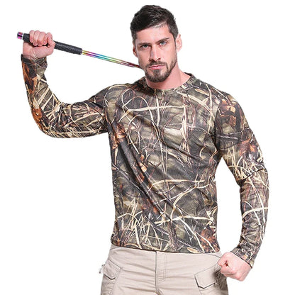 Long-Sleeve T-Shirt Anti-Sweat   Shirts Breathable Camo  Hunting Clothes Men Elasticity Sun-Protective Top