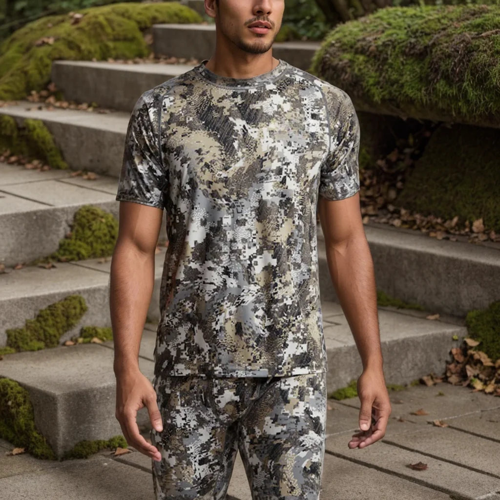 Men's quick-drying printed camo hunting short sleeve