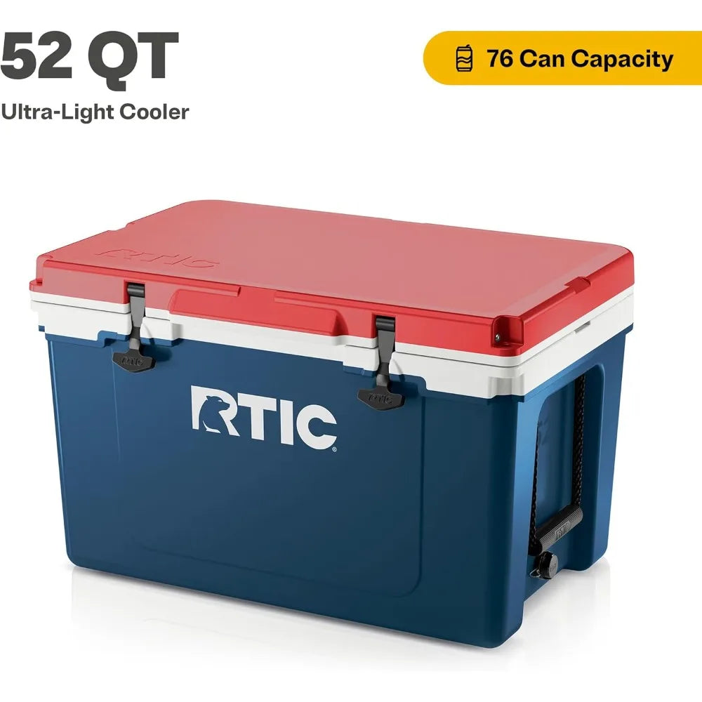 Ultra-Light 52 Quart Hard Cooler Insulated Portable Ice Chest Box for Beach, Drink, Beverage, Camping, Picnic, Fishing, Boat