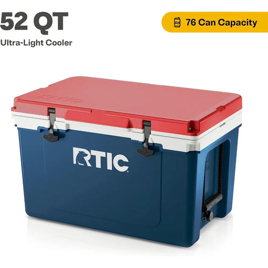 Ultra-Light 52 Quart Hard Cooler Insulated Portable Ice Chest Box for Beach, Drink, Beverage, Camping, Picnic, Fishing, Boat