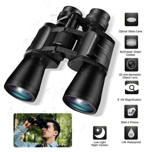 Portable Zoom culars with FMC Lens Low Light Night Vision for Bird Watching Hunting Sports