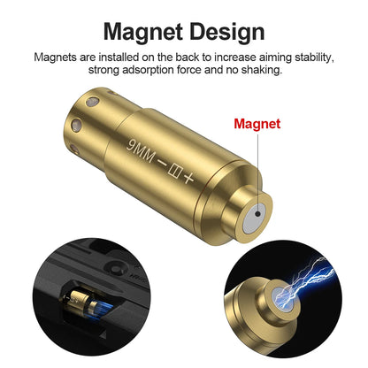 9MM   Cartridge Red Dot Laser Bore Brass 9MM Bore Bore sighter For Pistol Rifle Scope