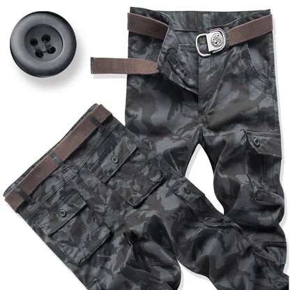 Cargo Pants Men's Pure Cotton Loose Casual Trousers Camo Overalls Multi-pocket Wear Resistant Straight Pants Outdoor Sport Pants