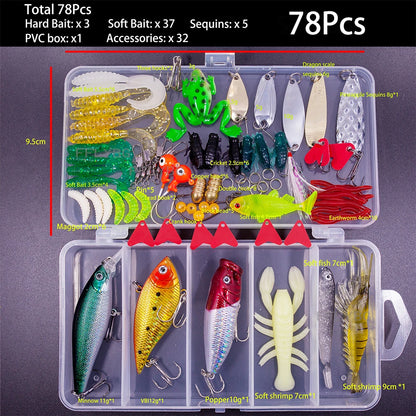 Fishing Lure Kit Soft and Hard Bait Set Gear Layer Minnow Metal Jig Spoon For Bass Pike Crank Tackle Accessories