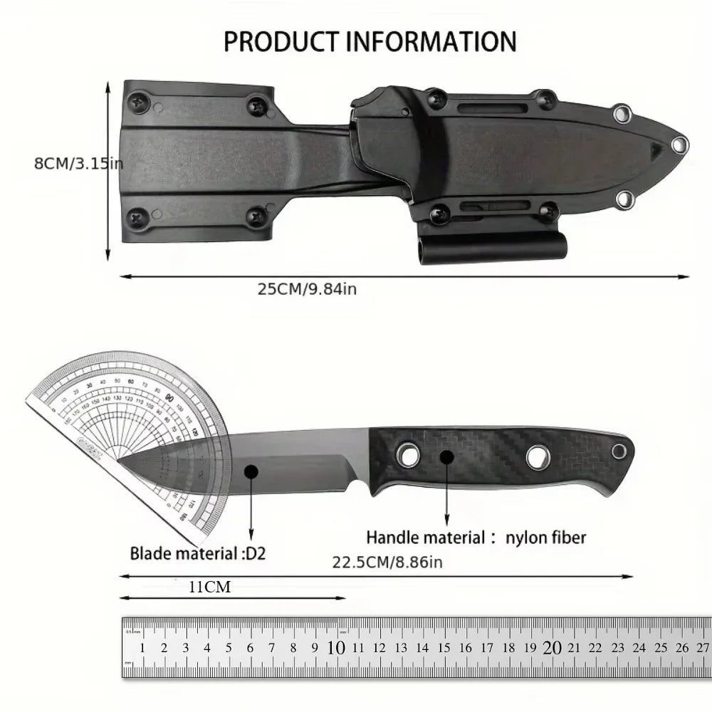 BM 163BK Straight Knife Nylon Fiber Handle D2 Blade Outdoor Combat Military Hunting Cutting Self-defense Multi-tools Men's Gift