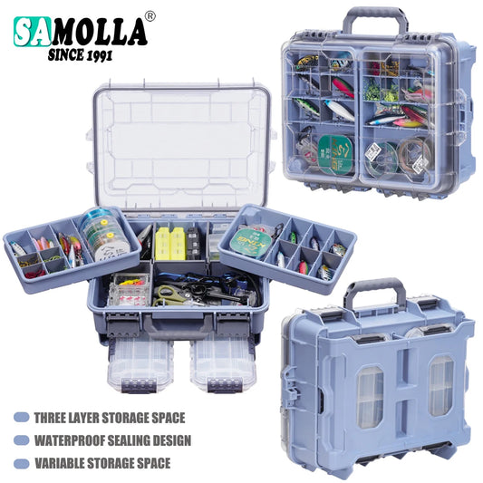 Fishing Tackle Box Large Capacity Portable Multi-functional Waterproof Bait  Outdoor Camping Storage Box