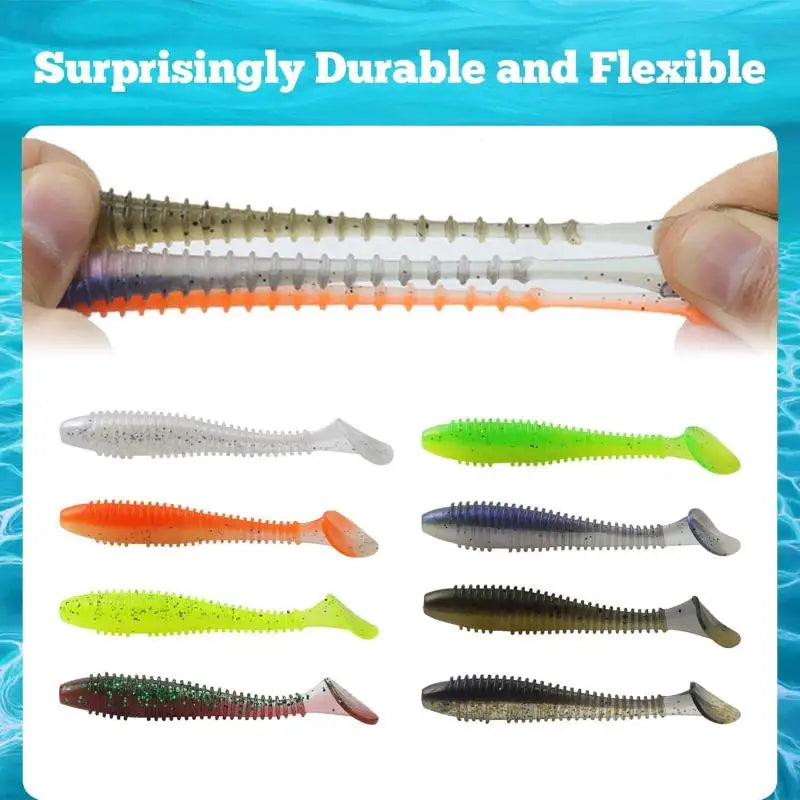 Soft Fishing Lures Kit Silicone Lure Set Artificial Bait Worm with Crank Jig Head Hooks