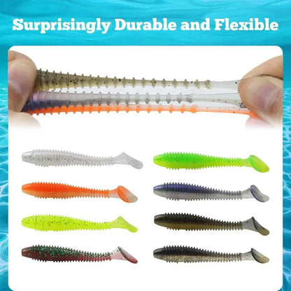 Soft Fishing Lures Kit Silicone Lure Set Artificial Bait Worm with Crank Jig Head Hooks
