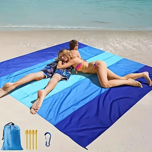 Extra Large Summer Beach Mat Fast Drying Anti Sand Camping Picnic Blanket Ultra Light Compact Portable Foldable