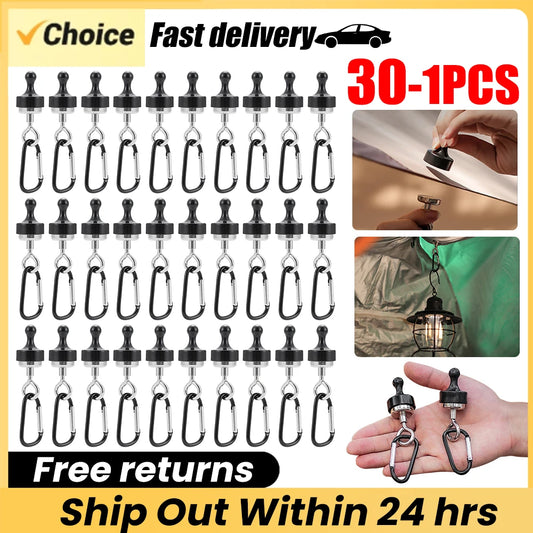 30-1PCS Camping Magnetic Hook Strong Suction Separable Multifunctional Outdoor Tent Canopy Carabiner Magnet Hanger Clip Tools