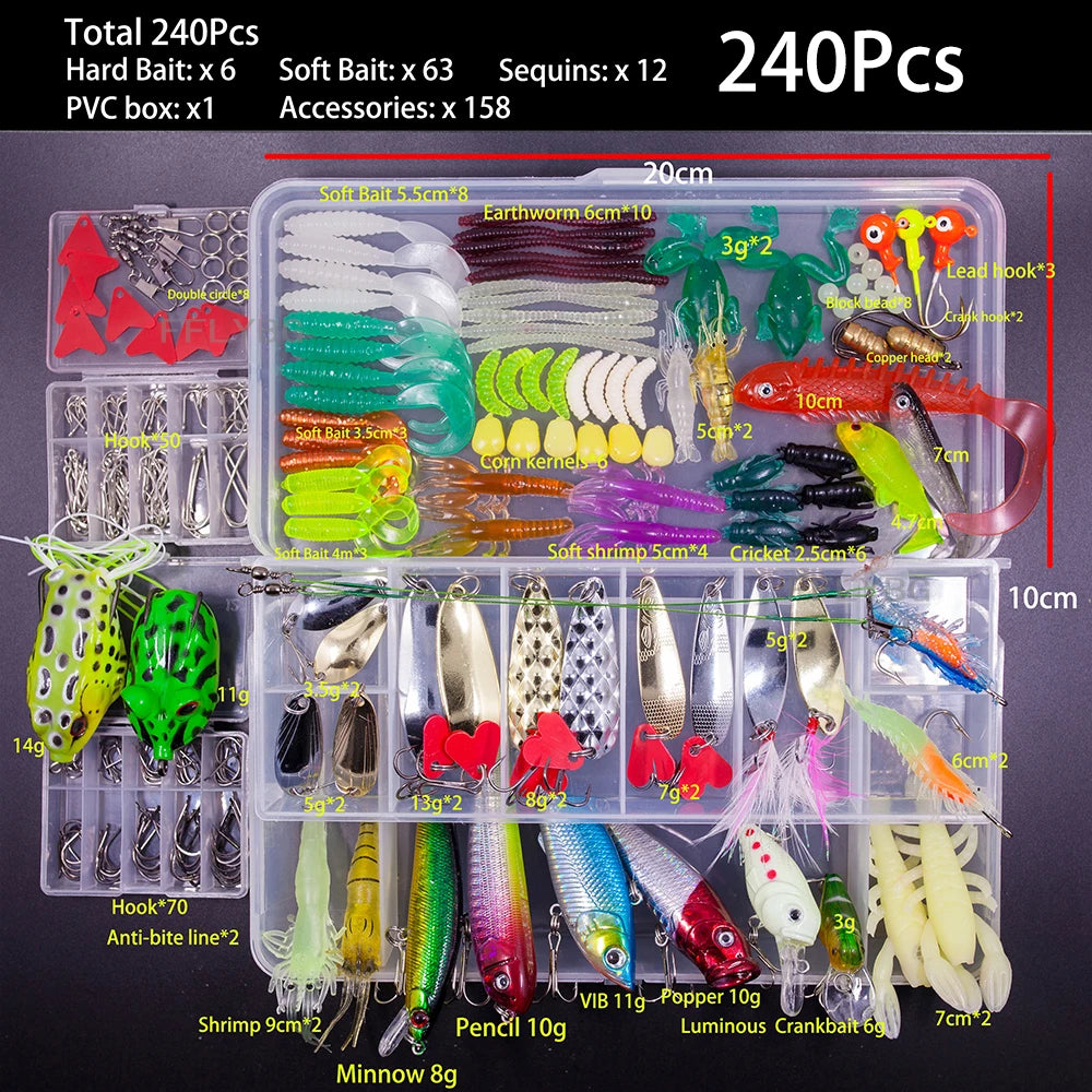 Fishing Lure Kit Soft and Hard Bait Set Gear Layer Minnow Metal Jig Spoon For Bass Pike Crank Tackle Accessories
