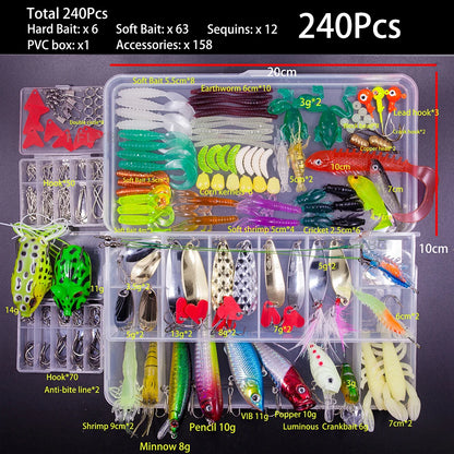 Fishing Lure Kit Soft and Hard Bait Set Gear Layer Minnow Metal Jig Spoon For Bass Pike Crank Tackle Accessories