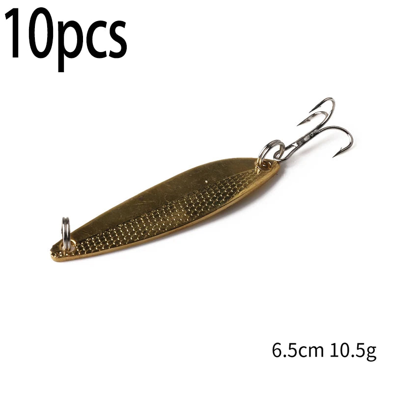 Hengjia 1pcs Metal Bait Spoon Lure with Treble Hook Gold /Silver River Fishing Lure for Bass Pike Perch
