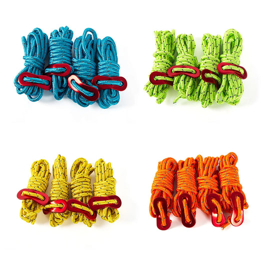 4pcs Tent Wind Rope Cord Tensioner   High-strength Reflective Lanyard Rope with 2 Holes Buckle