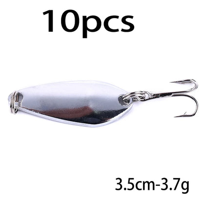 Hengjia 1pcs Metal Bait Spoon Lure with Treble Hook Gold /Silver River Fishing Lure for Bass Pike Perch