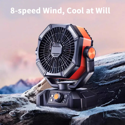 Camping Fan 4 LED Lantern 8 Speeds Desk Fan Portable Outdoor Fan