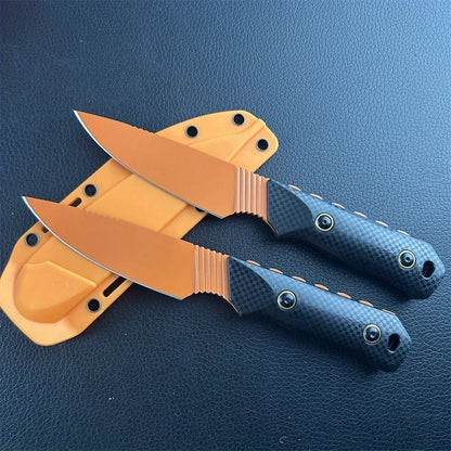 Fixed Blade Knife D2 Blade Stonewashed Camping Equipment Straight Knife with  Sheath