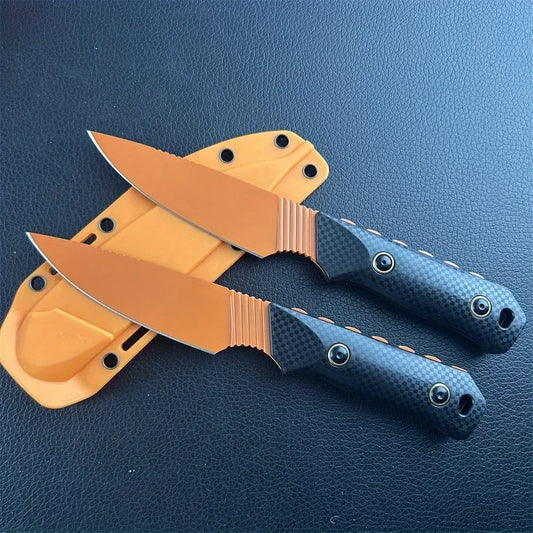 Fixed Blade Knife D2 Blade Stonewashed Camping Equipment Straight Knife with  Sheath