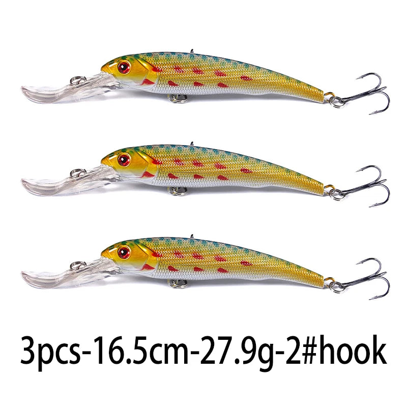 Hengjia 16.5cm 28g Big Minnow Lure Trolling Bait Artificial Wobblers  Deep Diving Sea Fishing Tackle Bass Pike Crankbaits
