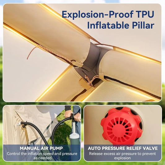 Inflatable Blow Up Tents for Camping, Waterproof  Manual Pump, Spacious Easy Setup Inflatable Camping