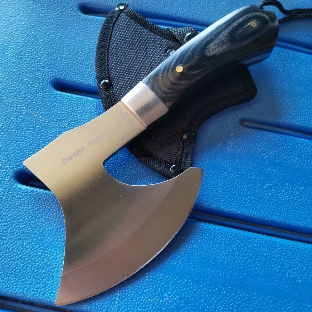 Stainless Steel Axe &amp; Folding Knife Combo Set: Durable for Outdoor Adventures, Camping &amp; Hiking
