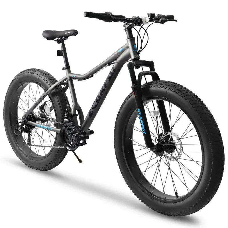 26-Inch Mountain Bike , Disc Brakes, 21-Speed Flat Wheel Tire Carbon Steel Bicycle Frame Fat Snow Bike Mountain Bicycle