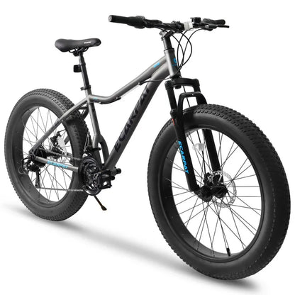 26-Inch Mountain Bike , Disc Brakes, 21-Speed Flat Wheel Tire Carbon Steel Bicycle Frame Fat Snow Bike Mountain Bicycle