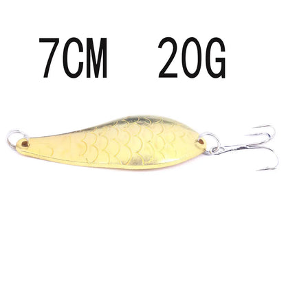 Hengjia 1pcs Metal Bait Spoon Lure with Treble Hook Gold /Silver River Fishing Lure for Bass Pike Perch