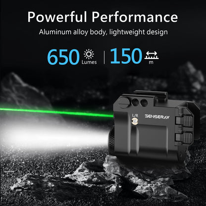 Pistol Light Green Laser Beam Combo Rechargeable Gun Light Strobe Magnetic Charging 1913 Rail Mounted Flashlight