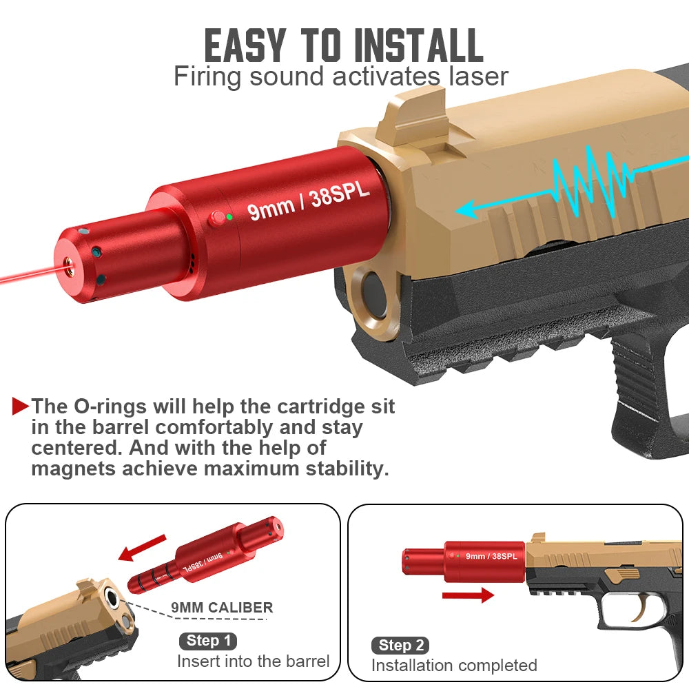 9MM dual-purpose magnetic suction laser training bullet, red dot laser training bullet,
