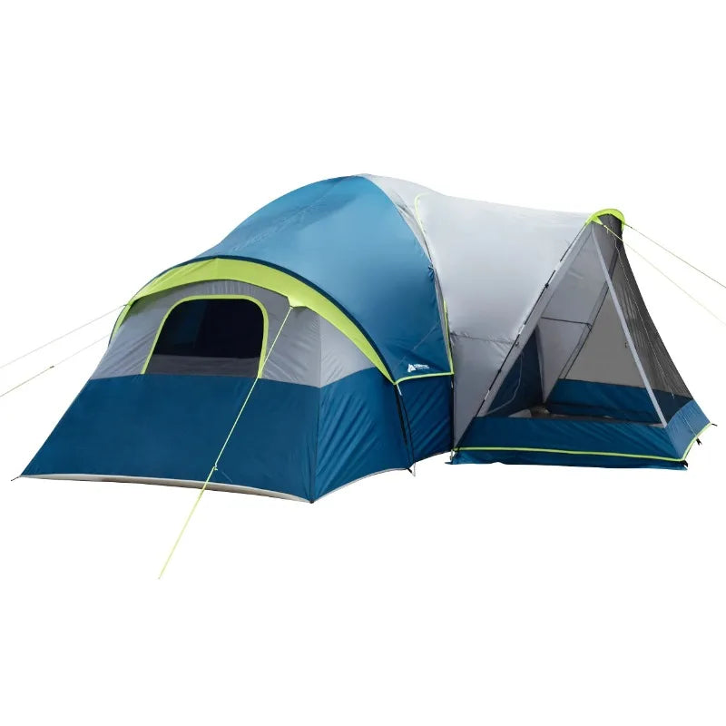 Ozark Trail 10-Person Dome Tent with Screen Porch – 3-Room Family Camping Tent with Weather Protection