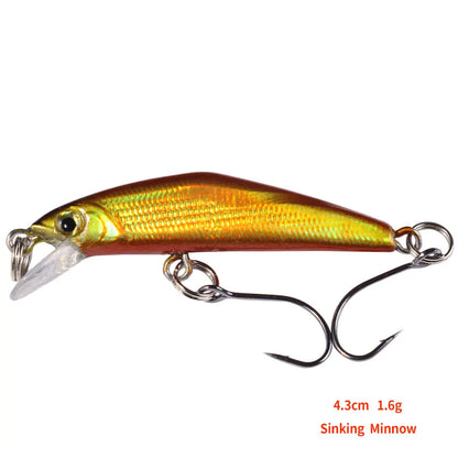 1pcs  4.3cm 1.6g Pesca Stream micro Fishing Lure Sinking Minnow Artificial Hard Bait For Bass Carp Pike SalmonTrout Panfish Lure